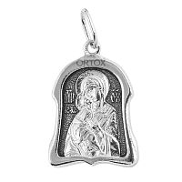 Образок серебряный с ликом Божией Матери "Владимирская", литье, частичное чернение