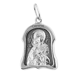 Образок серебряный с ликом Божией Матери "Владимирская", литье, частичное чернение (средний вес 3,84 г)