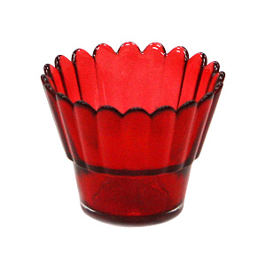 Стаканчик для лампады стеклянный рифленый красный (8,5х6,5 см)