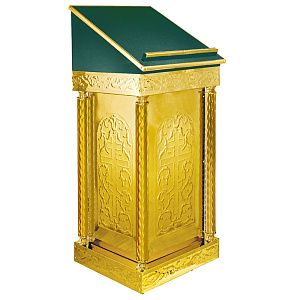 Аналой боковой "Иерусалимский", чеканка, 52х52х120 см (без дверки, зеленая ткань)