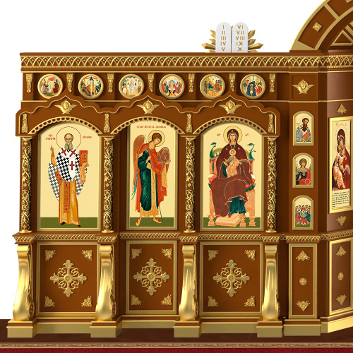 Иконостас "Рождественский" двухъярусный, цвет "кипарис" с золотом (поталь), 848,5х456х53 см фото 6