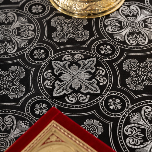 Облачение на престол с пеленой, шелк "Горненский", черное с серебром фото 7