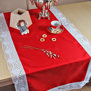 Дорожка на стол "Праздничная", полиэстер, 150х50 см (с кружевом)