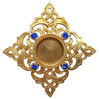 Мощевик накладной из ювелирного сплава в позолоте с фианитами, Ø 60/18 мм
