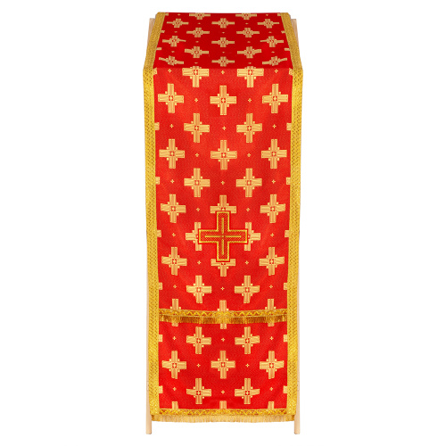 Накидка на аналой перекидная, жаккардовая ткань "Святительская", красная с золотом, 45,5х200 см фото 2