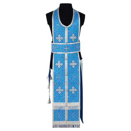 Иерейское облачение, парча "Афон", голубое с серебром фото 3