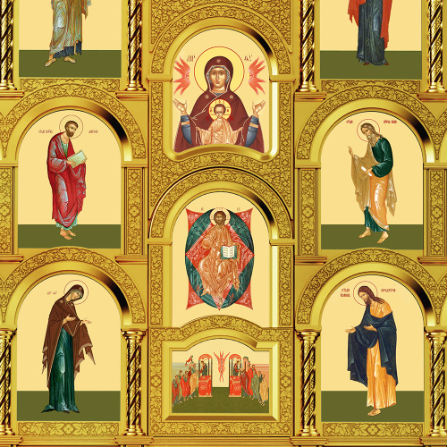 Иконостас деревянный резной "Владимирский" пятиярусный, цвет "золото", 690х860х45 см фото 8 Иконостас деревянный резной "Владимирский" пятиярусный, цвет "золото", 690х860х45 см фото 8