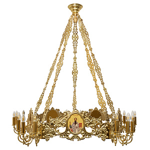 Хорос с иконами "Богоявленский" на 15 свечей, цвет "под золото", диаметр 151 см (нерж. сталь)