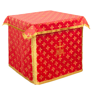 Облачение на престол с пеленой, шелк "Святительский", красное с золотом (50х50х100 см)