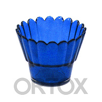 Стаканчик для лампады стеклянный рифленый синий, У-1104