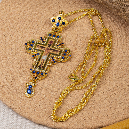 Крест наперсный с цепью, цинковый сплав, 7,5х16 см фото 7