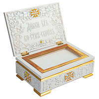 Ковчег для мощей "Суздальский" белый с золотом (поталь), 30х20х13 см