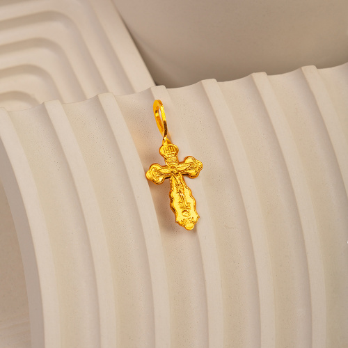 Нательный крестик №11, гальванический, 1,3х2,9 см, золотистый фото 4