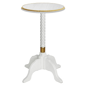 Подставка церковная выносная "Курская" круглая, белая с золотом (патина), колонна, 46х46х80 см (сосна)