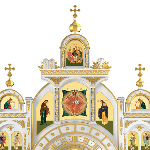 Иконостас "Рождественский" четырехъярусный белый с золотом (поталь), 848,5х763х53 см фото 9