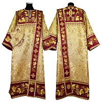 Облачение диаконское бордово-золотое с вышивкой, парча, отделка цветной галун с рисунком крест