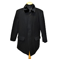 Пальто мужское утепленное черное, кашемир, с прорезными карманами