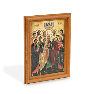 Икона собора славных и всехвальных двенадцати в деревянной рамке, 12х1,5х17 см (стекло, картон)