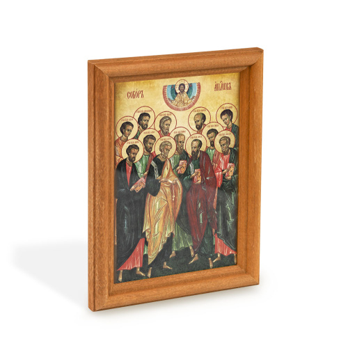 Икона собора славных и всехвальных двенадцати в деревянной рамке, 12х1,5х17 см Икона собора славных и всехвальных двенадцати в деревянной рамке, 12х1,5х17 см