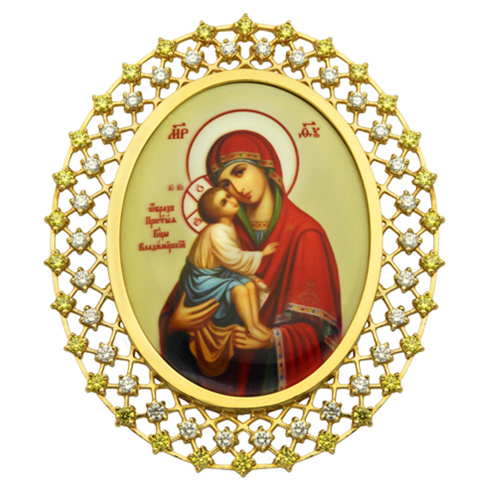Накладки на митру (комплект из 4 штук) из ювелирного сплава в позолоте, с фианитами, №33 фото 8