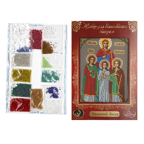 Набор для вышивания бисером "Икона мучениц Веры, Надежды, Любови и матери их Софии", 19х24 см фото 2 Набор для вышивания бисером "Икона мучениц Веры, Надежды, Любови и матери их Софии", 19х24 см фото 2