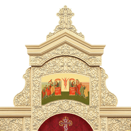 Иконостас деревянный "Суздальский" одноярусный, цвет "натуральное дерево", 608х378х25,4 см фото 4 Иконостас деревянный "Суздальский" одноярусный, цвет "натуральное дерево", 608х378х25,4 см фото 4