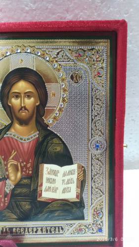 Складень венчальный с ликами Спасителя и Божией Матери "Казанская", 14х17 см, бархат, стразы, У 31-0510 фото 6