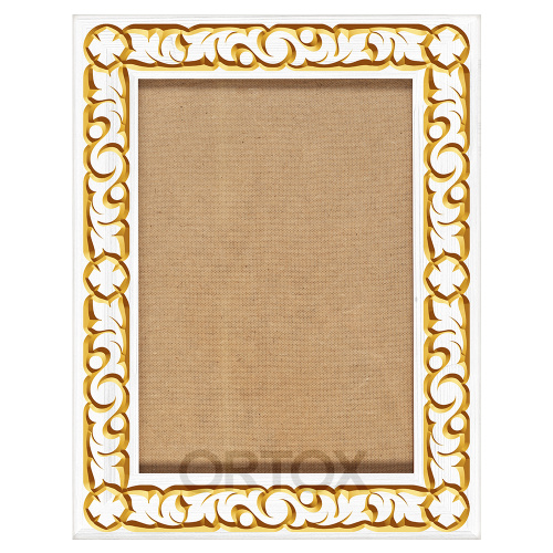 Резная рамка для иконы, цвет "белый с золотом" (патина), ширина 7 см фото 2
