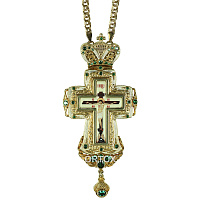 Крест наперсный латунный, в позолоте, с цепью