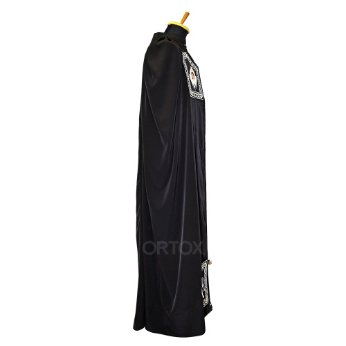 Мантия архимандрита черная с вышитыми скрижалями, мокрый шелк фото 2