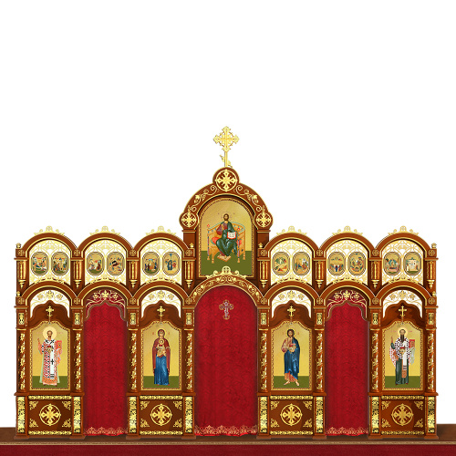 Иконостас "Благовещенский" двухъярусный, цвет "кипарис" с золотом, 664х493х28 см фото 4