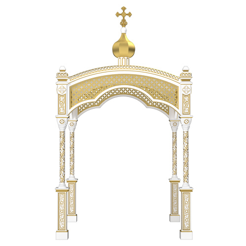 Сень над престолом "Романовская", белая с золотом (патина), 245х245х440 см фото 3