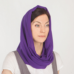 Шарф, 50х170 см, шифон, цвет в ассортименте (фиолетовый шарф)