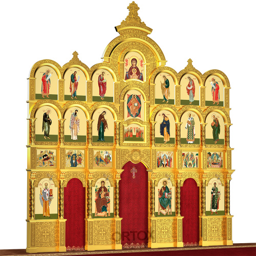 Иконостас "Владимирский" четырехъярусный, позолоченный, 690х730х45 см фото 2