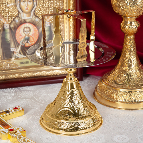 Дискос № 27, латунь, нержавеющая сталь, покрытие под золото, Ø 19,5 см фото 4 Дискос № 27, латунь, нержавеющая сталь, покрытие под золото, Ø 19,5 см фото 4