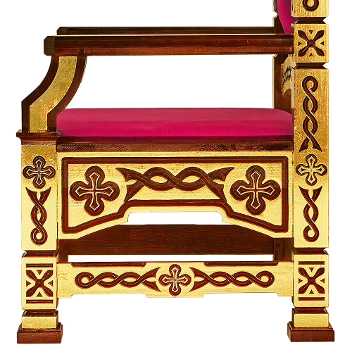 Архиерейский трон "Вятский", цвет "кипарис" с золотом (поталь), 78х72х150 см фото 6