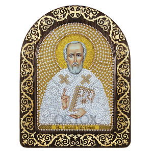 Набор для вышивания бисером "Икона святителя Николая Чудотворца", 13,5х17 см, с фигурной рамкой №2 (7 цветов бисера)