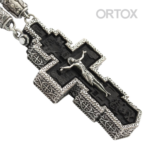 Нательный крест деревянный в серебряном окладе, 3,8х6,9 см фото 4