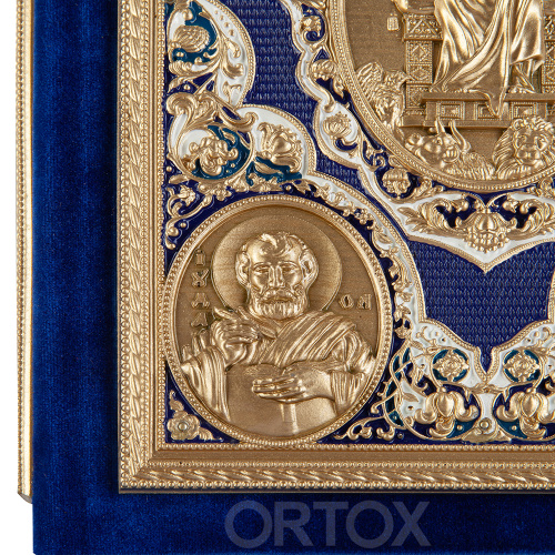 Апостол синий, оклад "под золото", бархат, эмаль, 23х30 см фото 13
