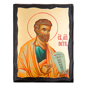 Икона апостола Петра, 17х23 см, ольха, золочение №2 (массив дерева)