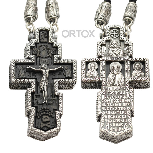 Нательный крест деревянный в серебряном окладе, 3,8х6,9 см