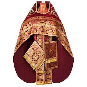 Иерейское облачение вышитое бордово-золотое, парча (размер 52, длина 150 см)