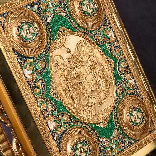 Евангелие напрестольное зеленое, полный оклад "под золото", 24х31 см фото 6