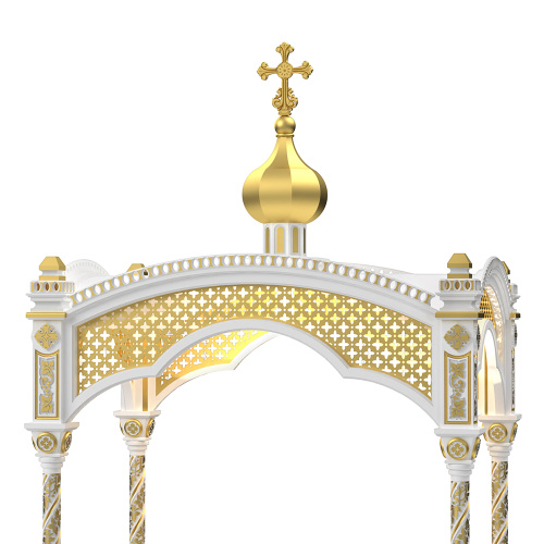Сень над ракой "Романовская", белая с золотом (поталь), 250х180х446 см фото 4