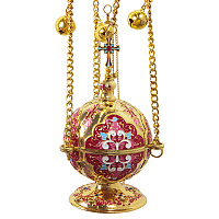 Кадило, цинковый сплав, красная эмаль, 11х17 см, №2, У 55-0168