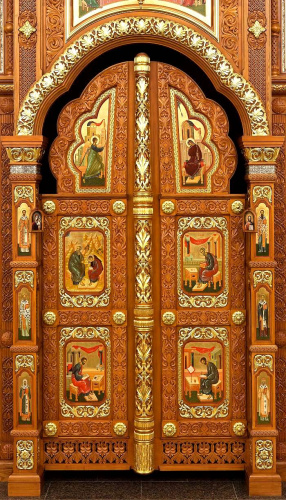 Иконостас с плоскорельефной резьбой и арками, с. Мансурово фото 5