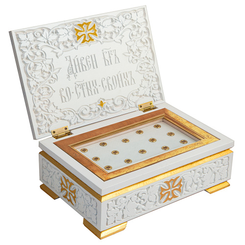 Ковчег для мощей "Суздальский" белый с золотом (поталь), 30х20х13 см фото 5