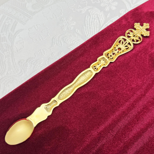 Лжица из ювелирного сплава в позолоте с фианитами, длина 24,5 см фото 4