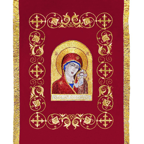 Хоругви вышитые бордовые с отделкой "под золото", 50х145 см, комплект фото 4