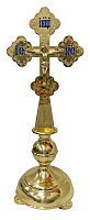 Крест напрестольный / требный латунный с подставкой, эмаль, 15х41 см, У 3-0924 Крест напрестольный / требный латунный с подставкой, эмаль, 15х41 см, У 3-0924